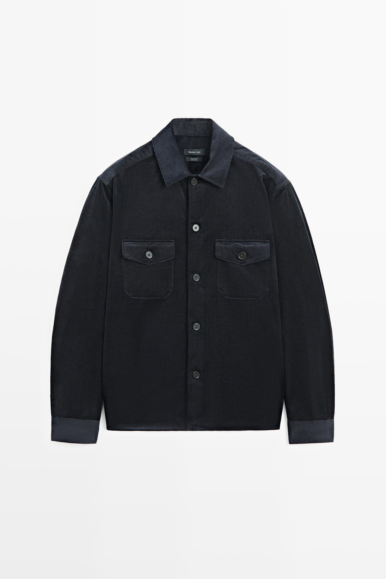 Corduroy overshirt with pocket detail — Navy blue