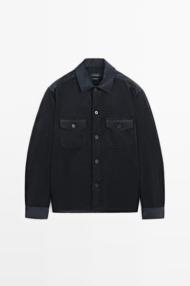 Corduroy overshirt with pocket detail — Navy blue 2
