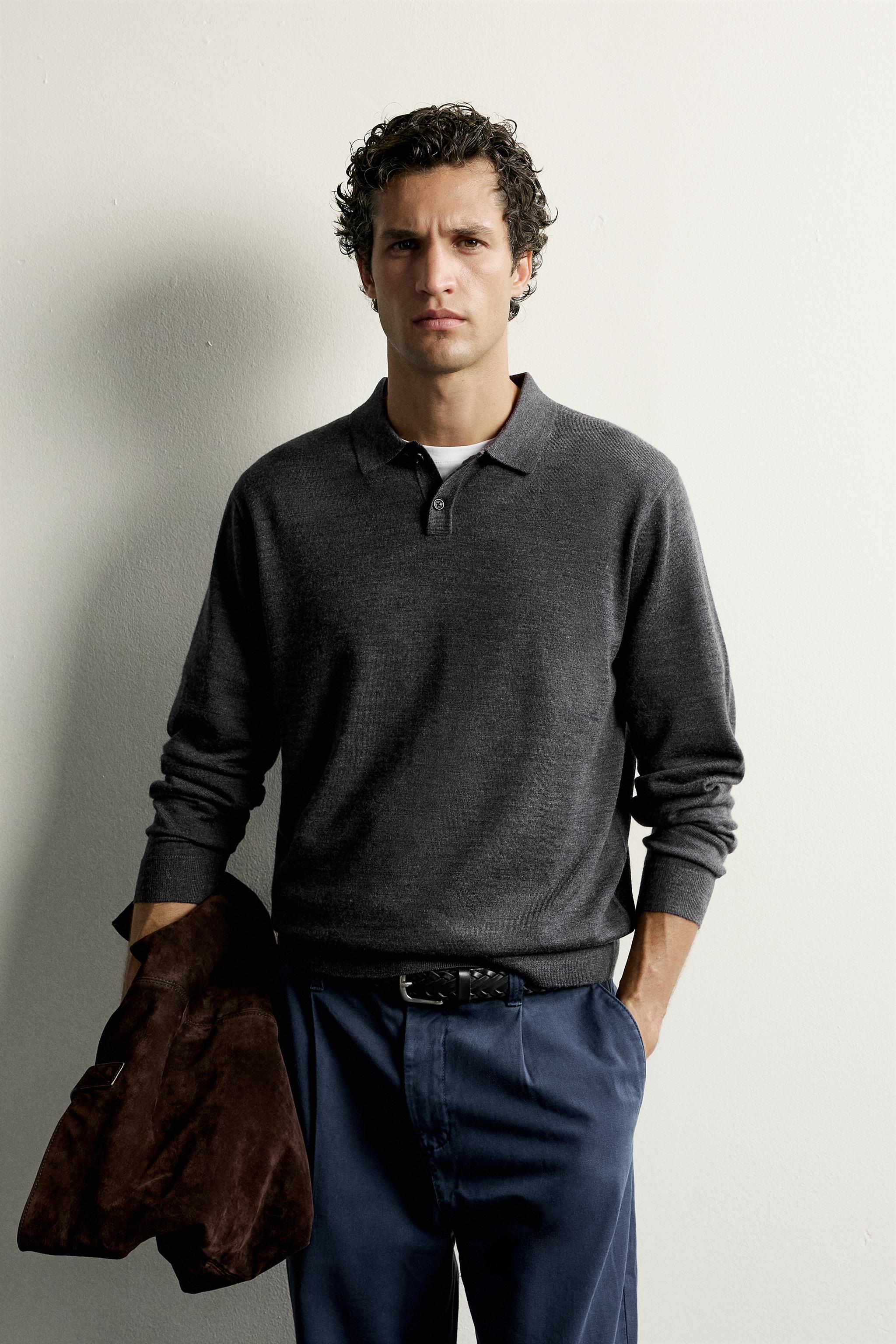 100% WOOL REGULAR FIT KNIT POLO