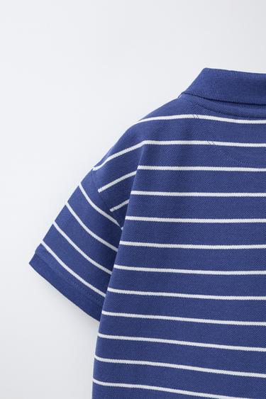 POLO IMPRIMÉ À RAYURES - Bleu / Blanc de Zara - Image 3