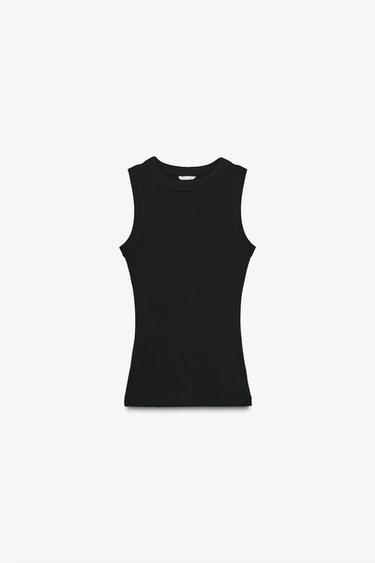 CAMISETA RIB CUELLO REDONDO - Negro de Zara - Imagen 0