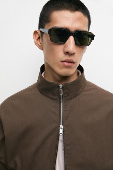 Cotton blend high-neck jacket — Chocolate 1