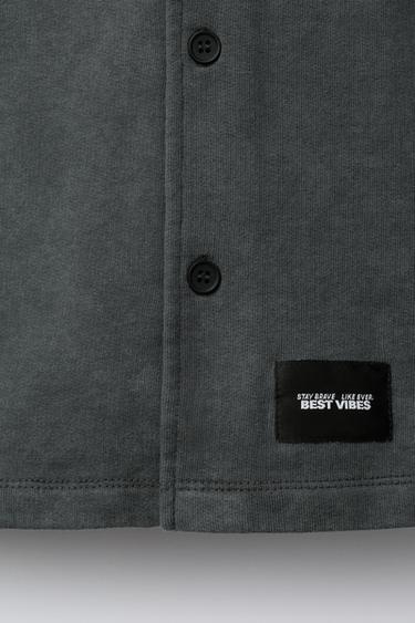 WASHED-EFFECT DOUBLE SLEEVE FLEECE SHIRT - Anthracite grey by Zara - Image 3