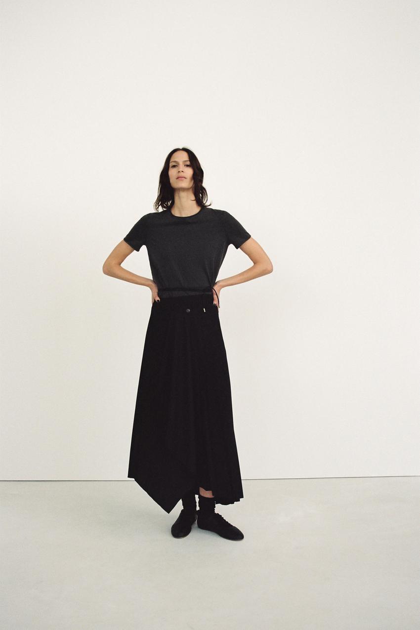Zara Lace Body T- Shirt Size M 38 Top Stretch Black