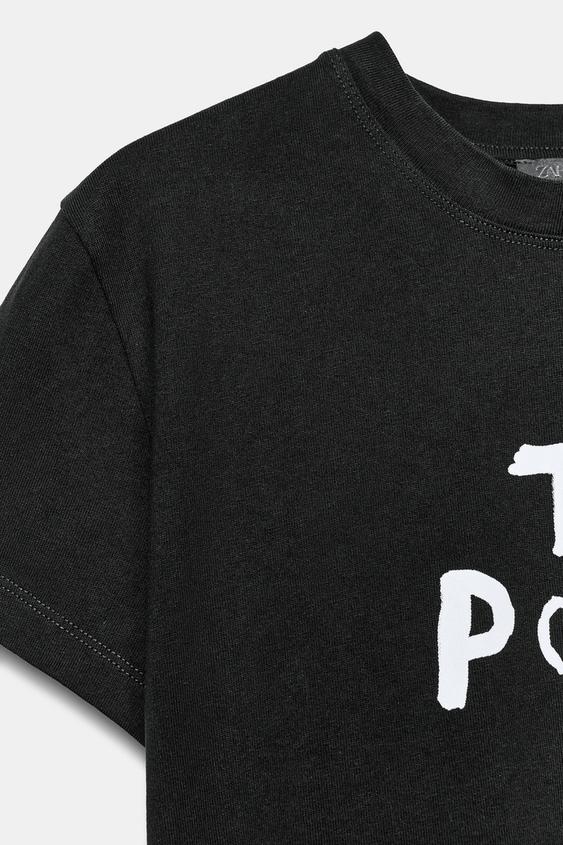 T-SHIRT AVEC INSCRIPTION - Noir de Zara - Image 5