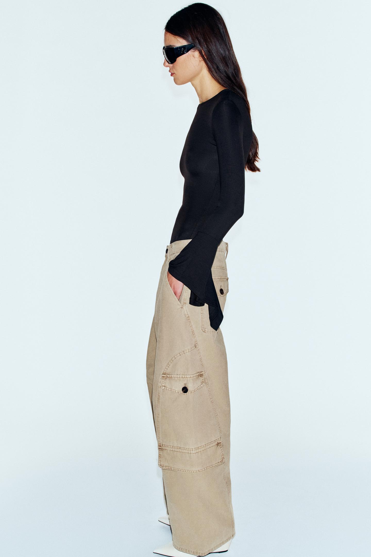 Женская футболка Zara Ruffle Sleeve, цвет: Чёрный — фото 3