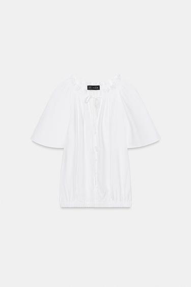 BLOUSE ROMANTIQUE À VOLANT - Blanc de Zara - Image 6