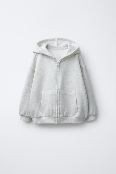 HOODIE WITH ZIP - Grey marl by Zara