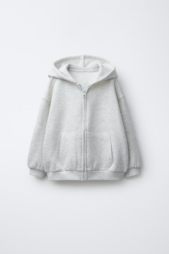 SWEAT ZIPPÉ À CAPUCHE - Gris chiné de Zara - Image 0