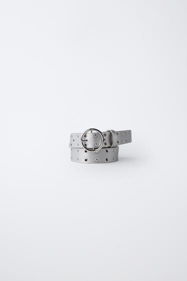 METAL STUDDED BELT - Silver by Zara
