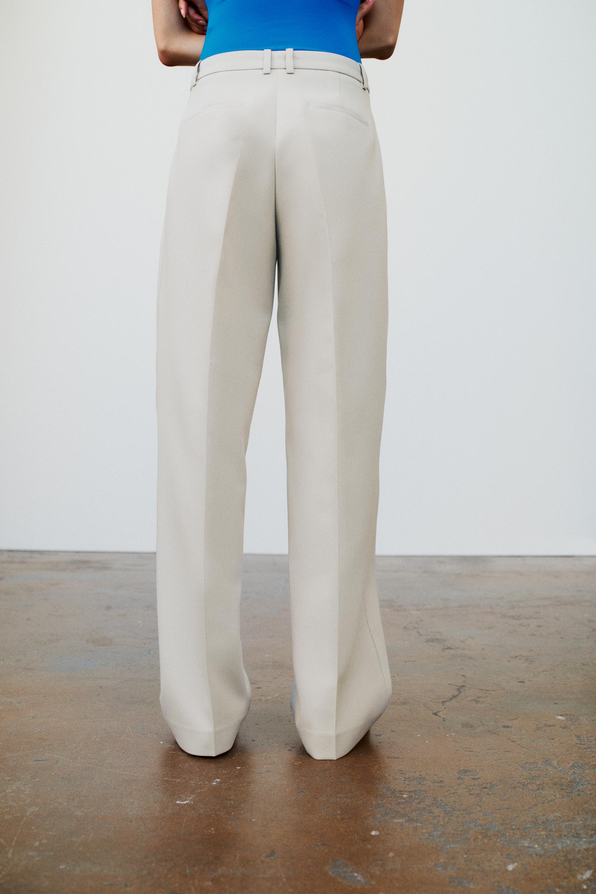 Zara, Pants & Jumpsuits, New Zara Womens Size Small Grey Belted High  Waisted Straight Leg Trousers Pants