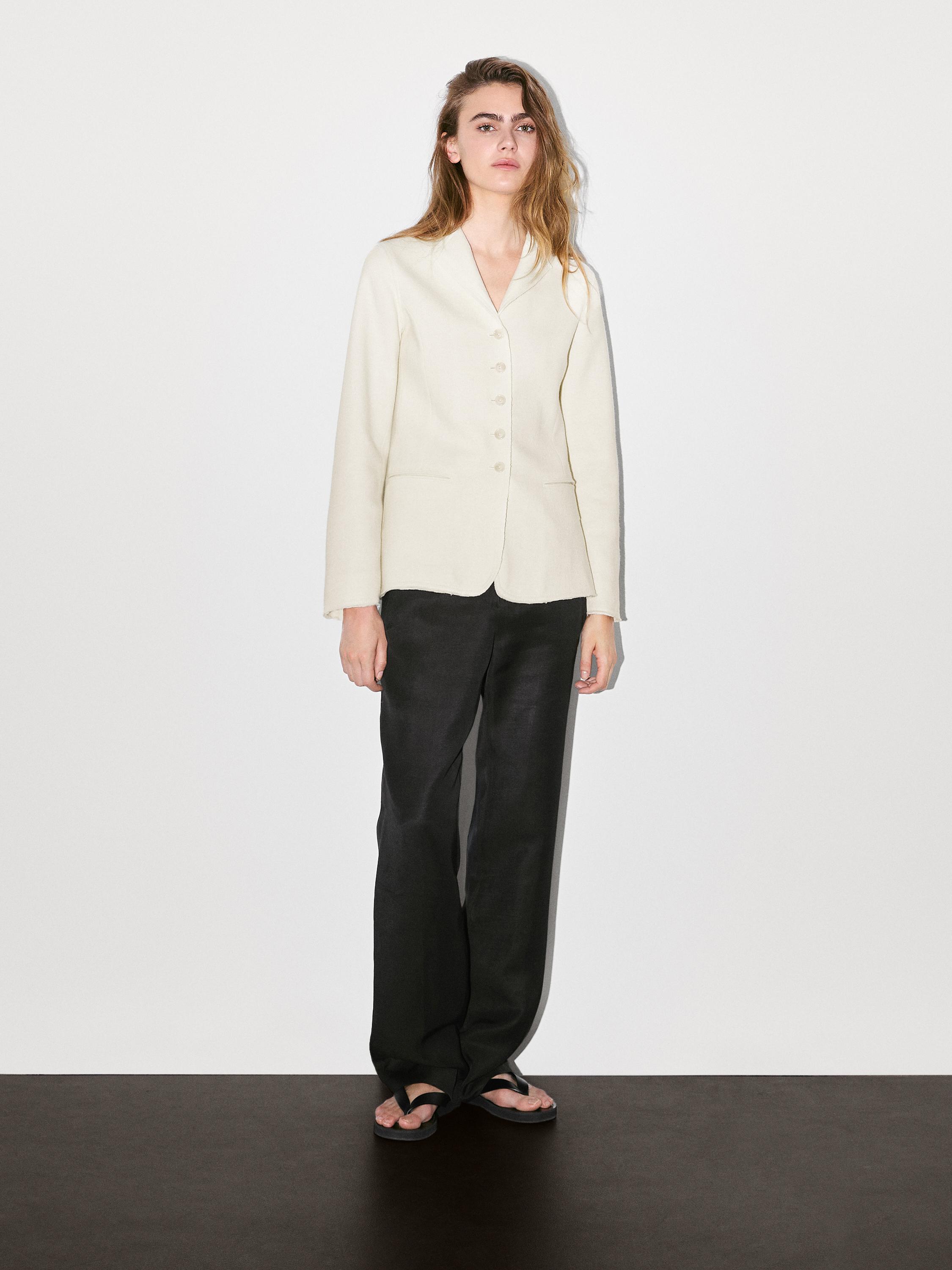 Blazer fin en laine mélangée
