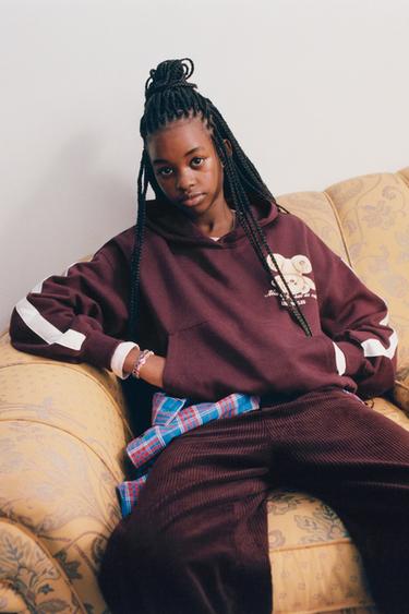 BEAR PRINT HOODIE — Eggplant 3
