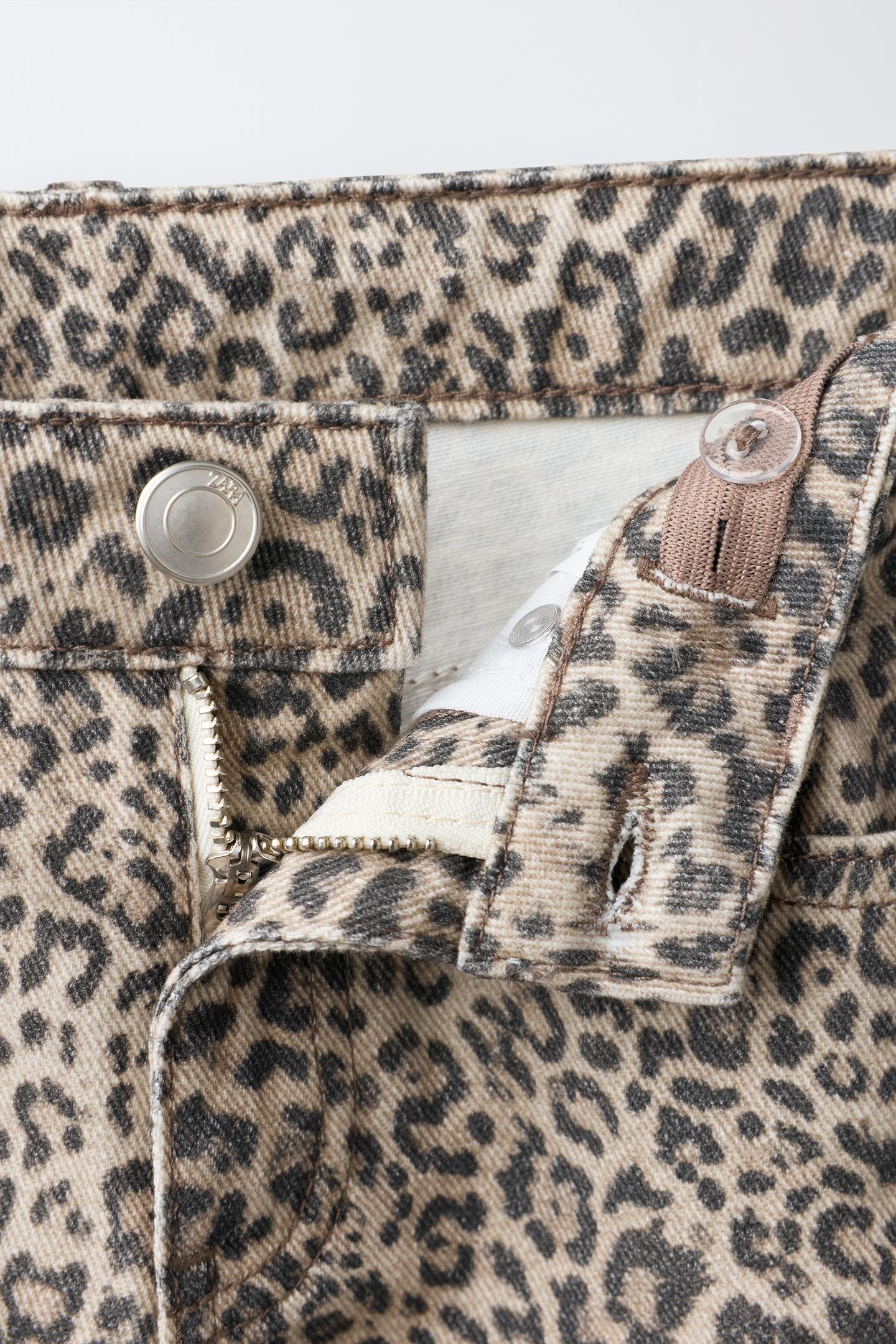 Детские джинсы Zara Animal Print Wide-Leg, цвет: Коричневый — фото 3