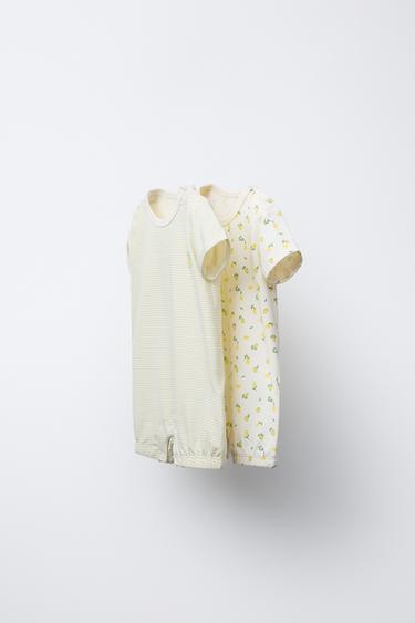 TWO-PACK OF LEMON SLEEPSUITS - Ecru by Zara