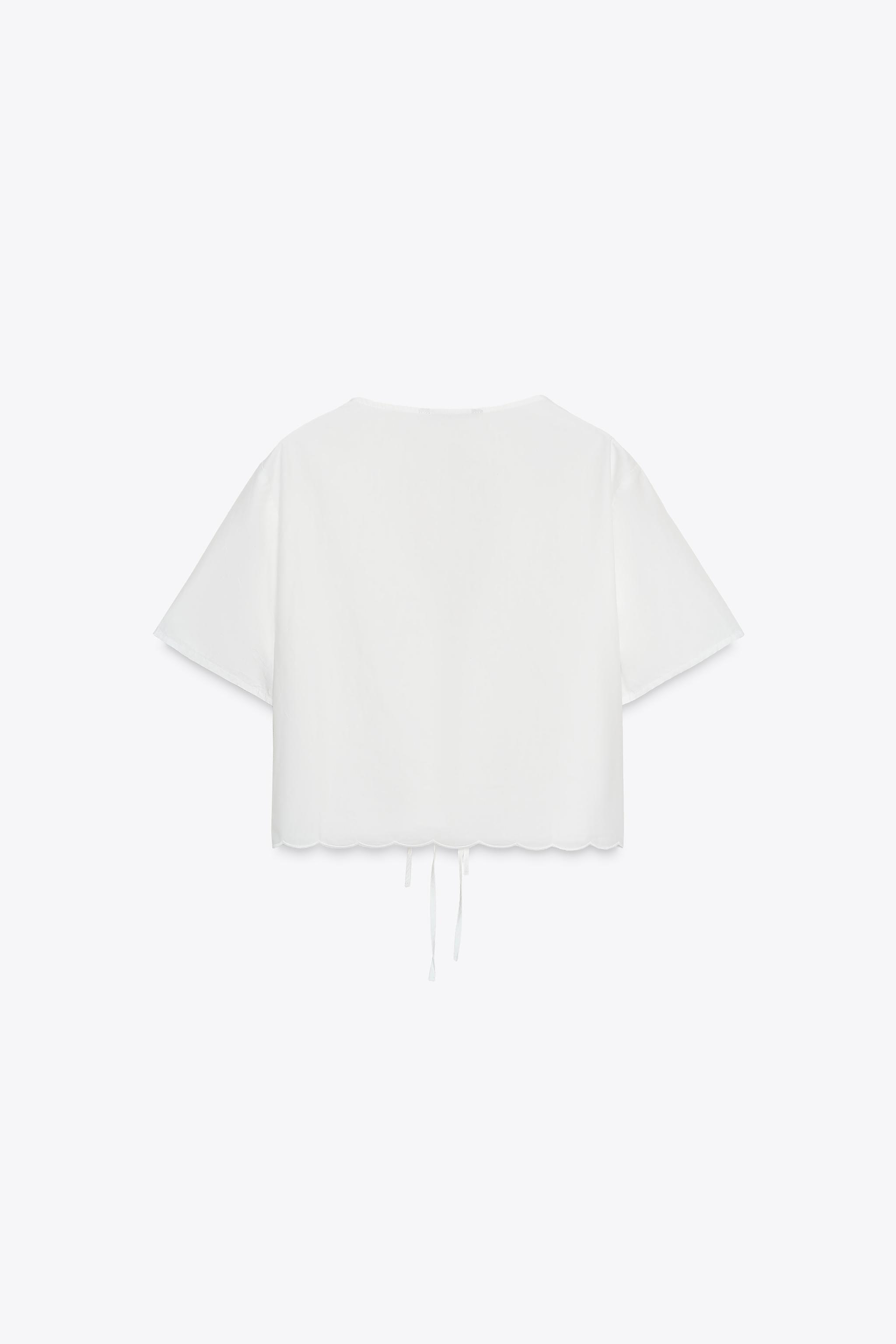 EMBROIDERED TIE SHIRT - Oyster-white | ZARA United States