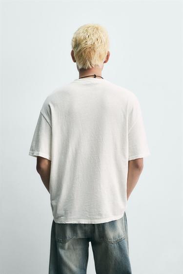 T-SHIRT COL V COTON-CHANVRE - Blanc de Zara - Image 2