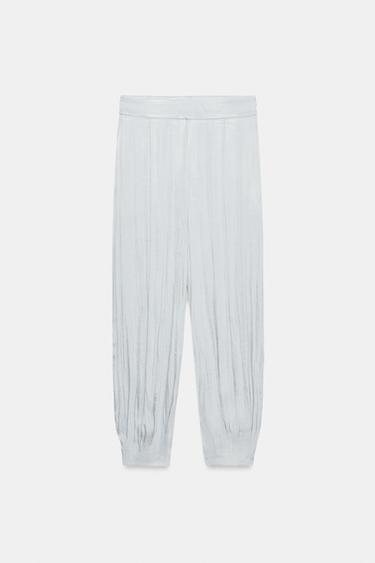 SATIN SAROUEL TROUSERS - Silver by Zara - Image 0