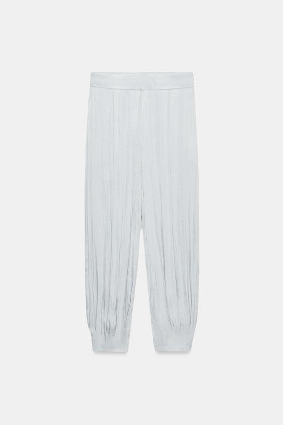 SATIN SAROUEL TROUSERS - Silver by Zara - Image 0
