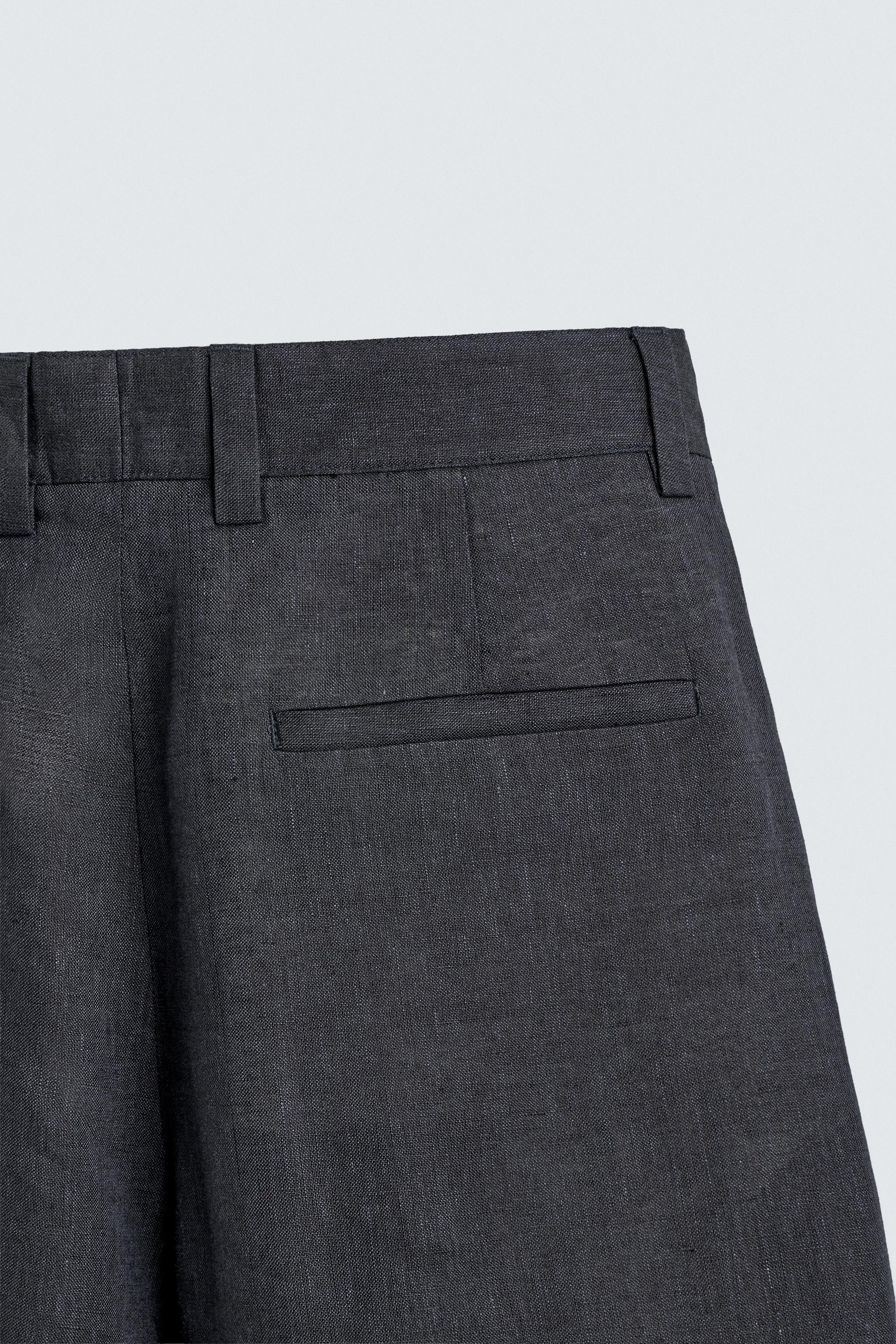 100% LINEN PLEATED PANTS