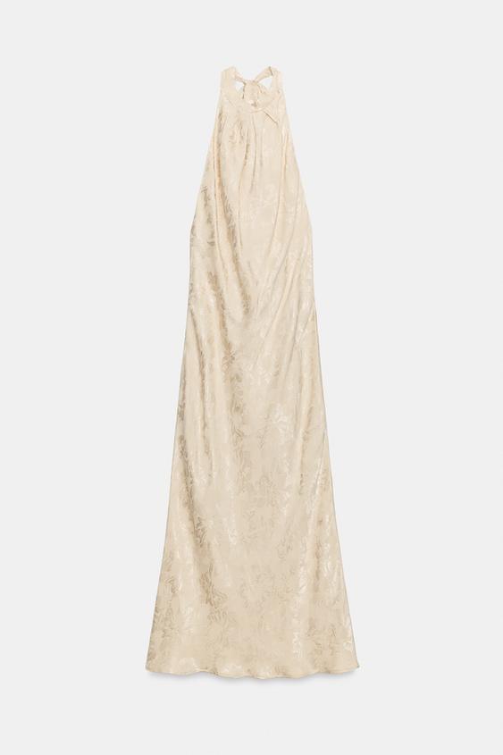 zara gold dresses - Floral Jacquard Midi Dress - Soft - L zara gold dress satin