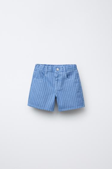 STRIPED TWILL BERMUDA SHORTS - Bluish by Zara - Image 0