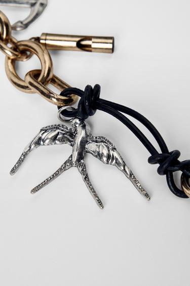 MULTI-POSITION COMBINED KEYRING WITH CHARMS KATE MOSS X ZARA - Gold / Silver by Zara - Image 1