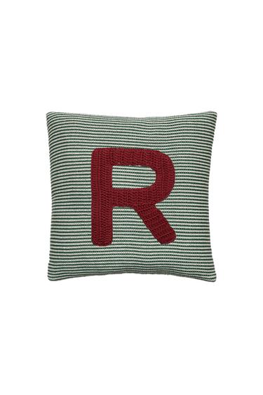 KINDERKISSEN BESTICKTER BUCHSTABE R - Grün von Zara