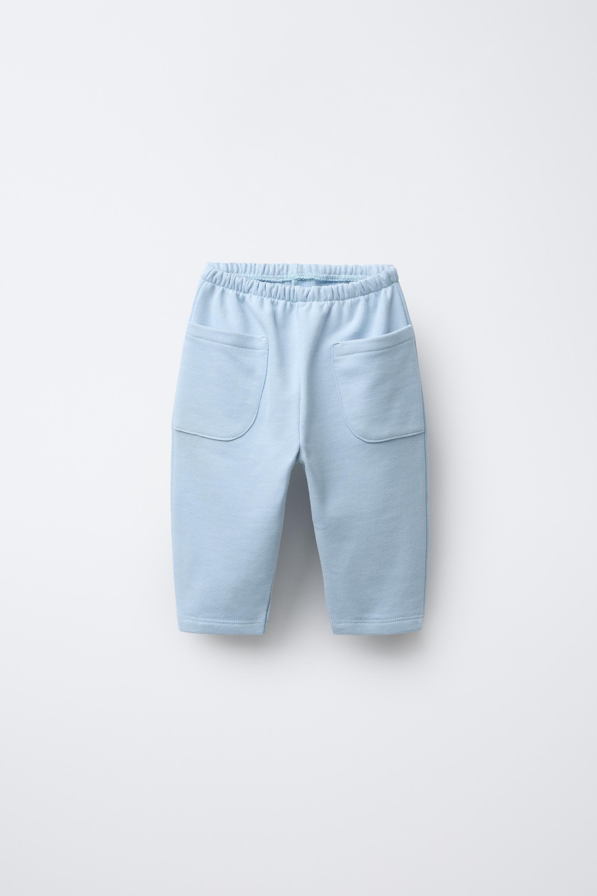 LABEL DETAIL BAGGY PLUSH PANTS - Light blue | ZARA United States