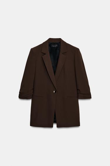 BLAZER MANGA DRAPEADA - Marrón de Zara - Imagen 0