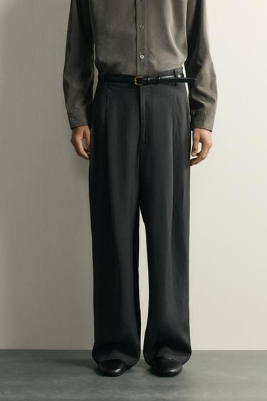 بنطلون واسع فيت بدلة RELAXED FIT - رمادي أنثراسايت الخاص بـ Zara