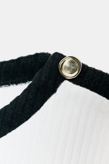 HAUT BOUTONS CANNELÉ - Blanc / Noir de Zara - Image 8