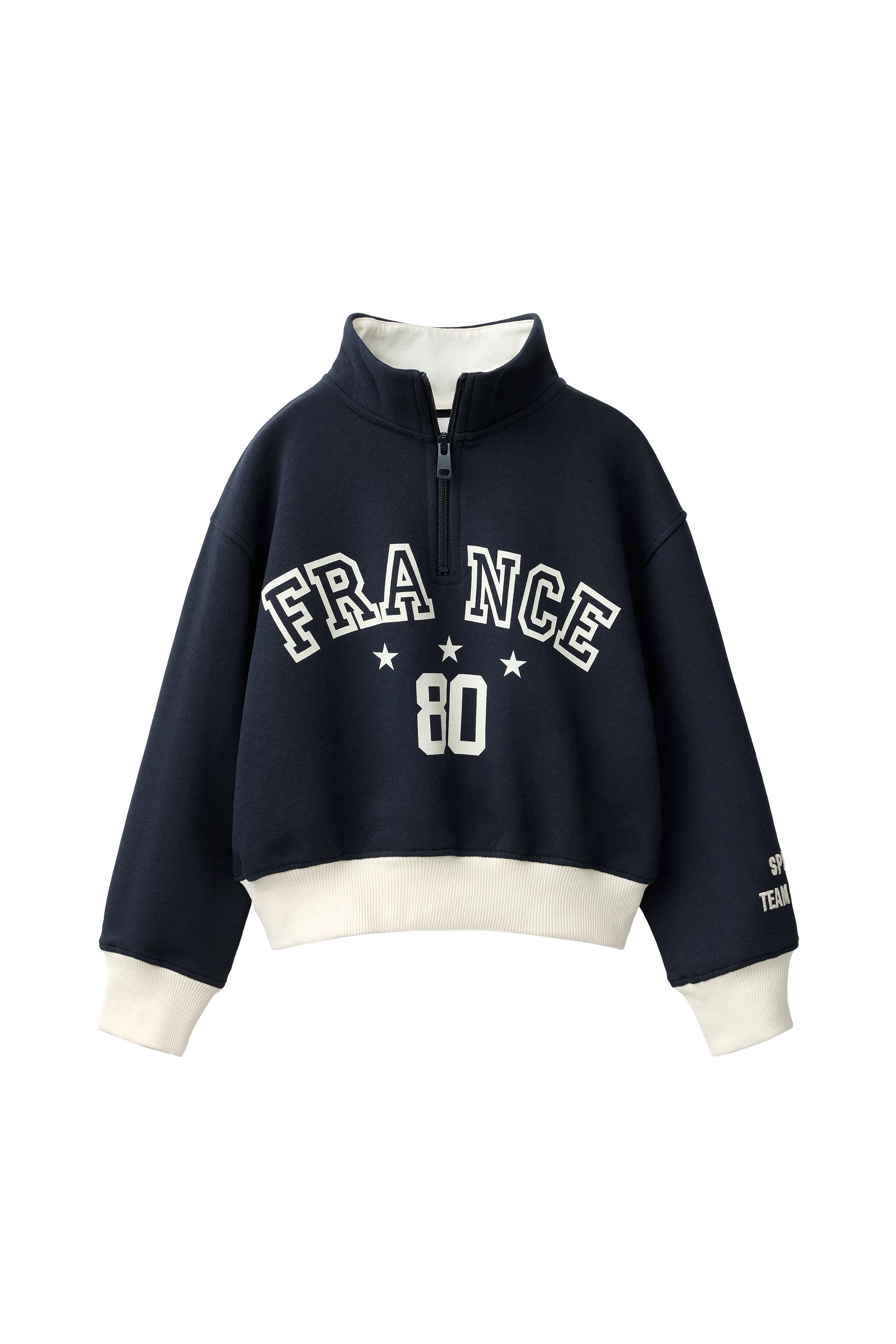 EMBOSSED TEXT SWEATSHIRT - Navy blue | ZARA United States