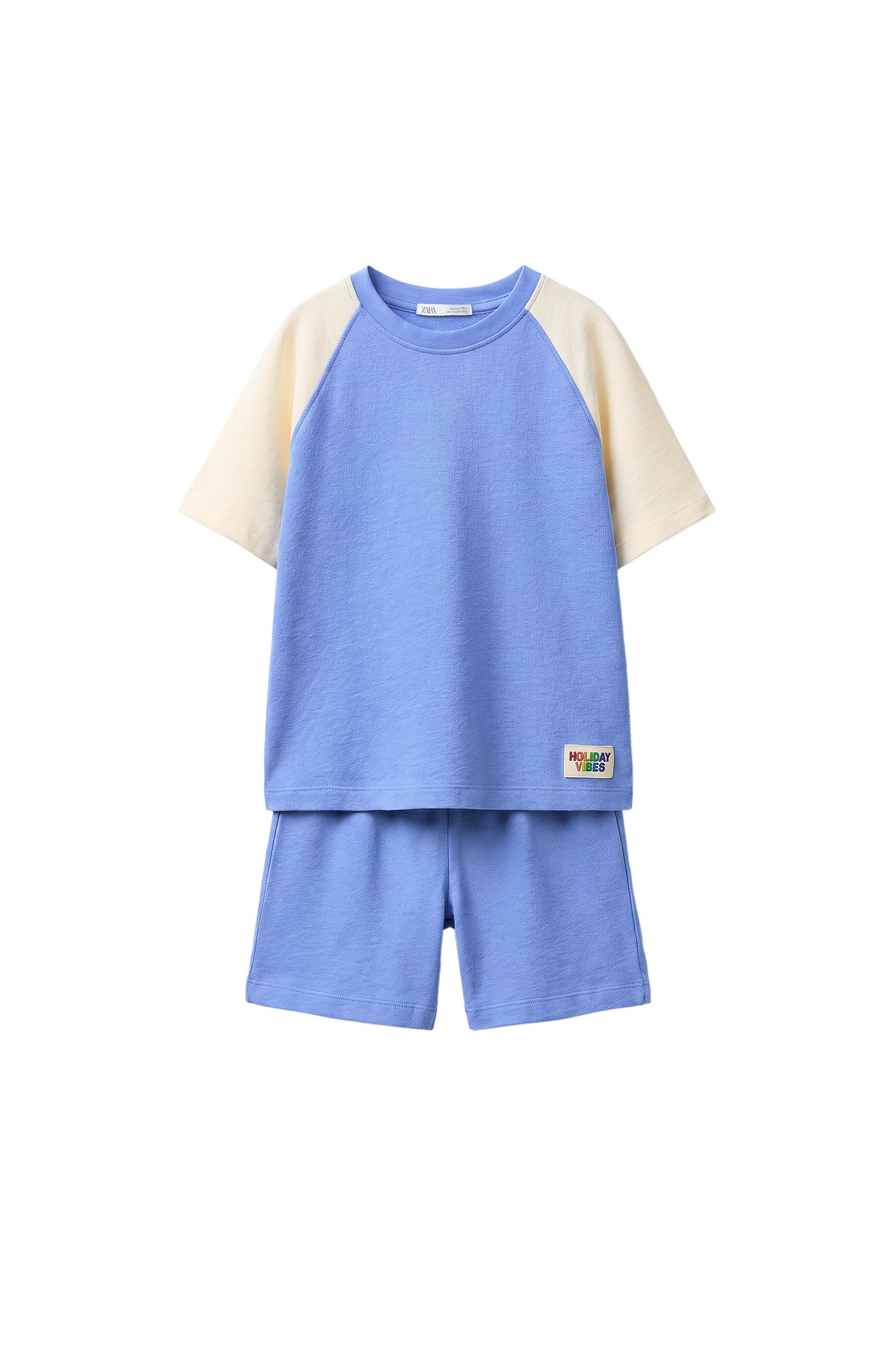 6-14歳/テクスチャーラベルパジャマ - ブルー | ZARA Japan / 日本