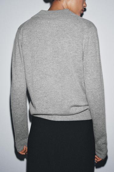 VESTE POLO AVEC LAINE ET CACHEMIRE - Gris de Zara - Image 2