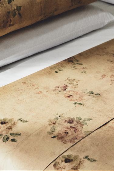 FLORAL PRINT SATEEN FLAT SHEET - Ochre by Zara - Image 4