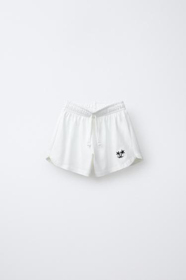 BERMUDA BORDADO PALMERAS - Crudo de Zara