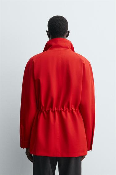 Zara VODOOTPORNA PARKA JAKNA KOJA SE SKIDA – Crvena