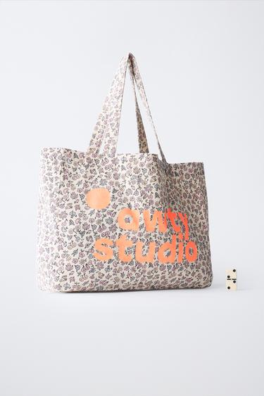 PRINTED AND TEXT TOTE BAG - Orange by Zara - Image 5