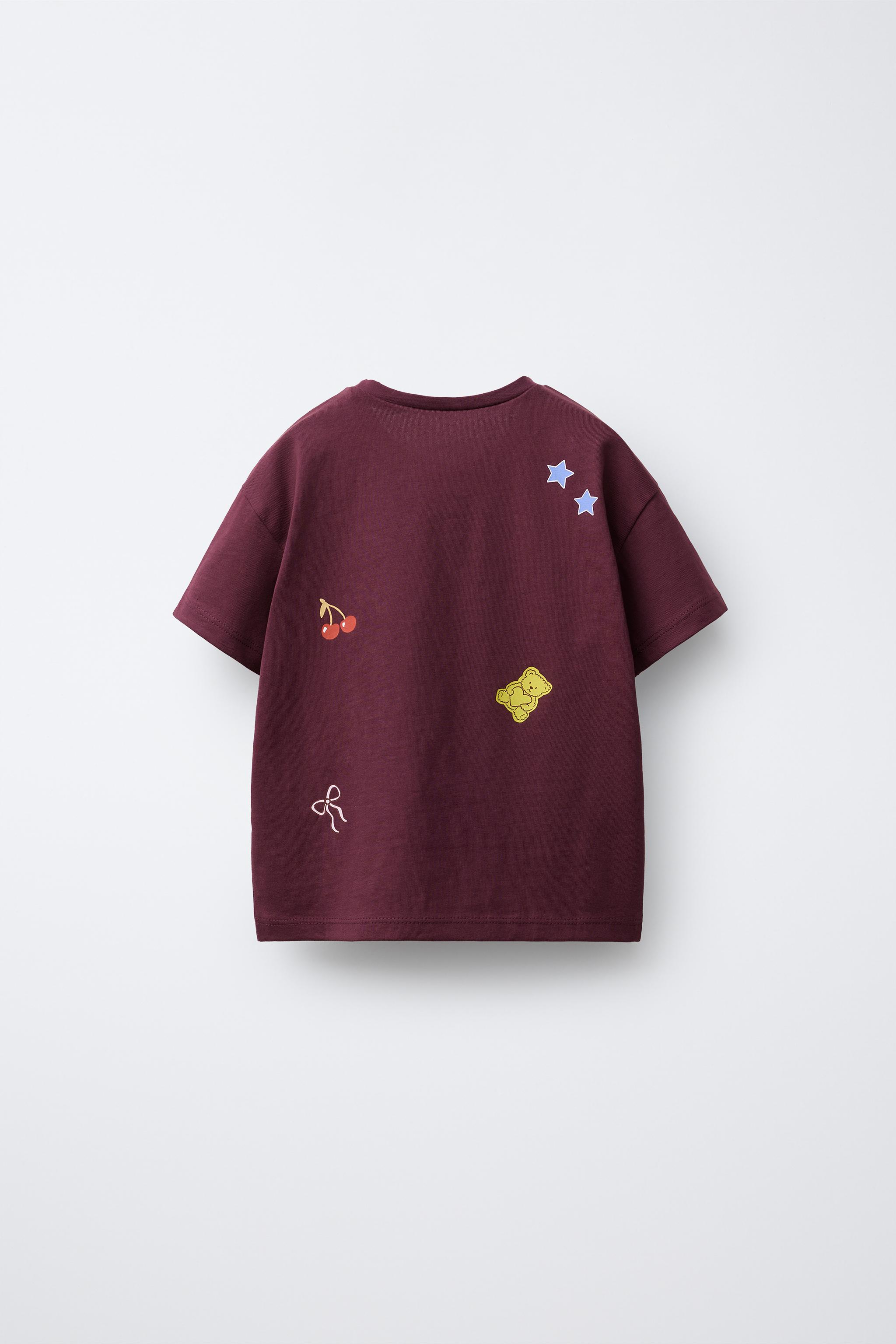 TEXT PRINT T-SHIRT - Burgundy | ZARA United States