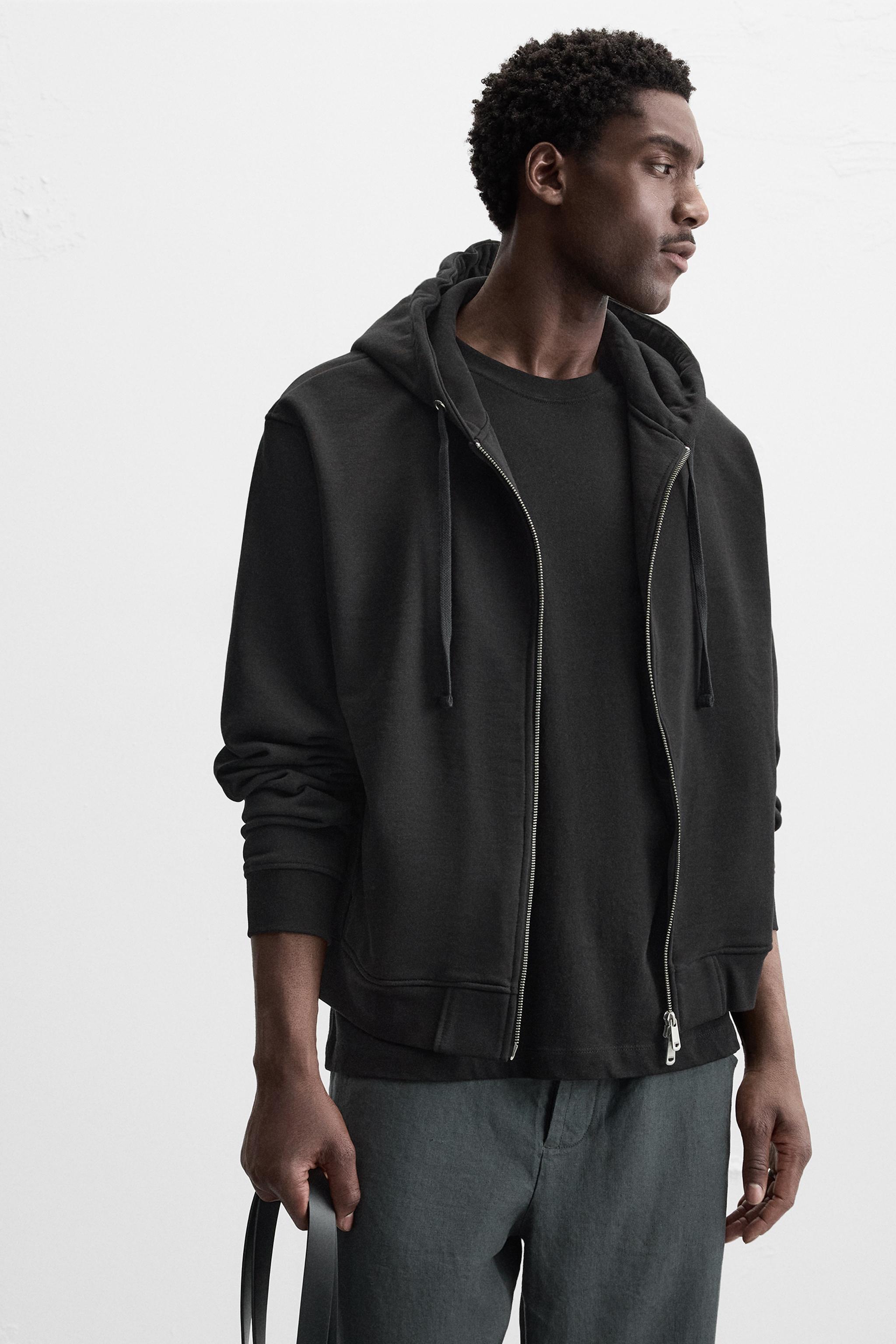 Zip Hoodie Black Sweatshirt Zara Zipper Zara Mens Black Hoodie