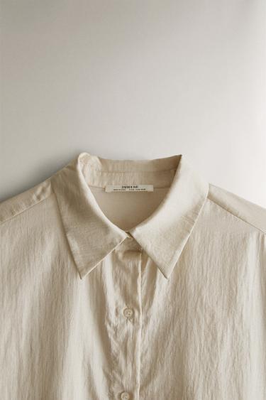 SATIN FINISH SHIRT - Beige by Zara - Image 1