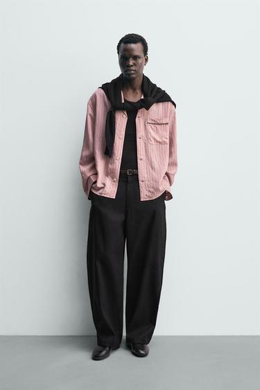 STRIPED FLOWING SHIRT - Pink by Zara