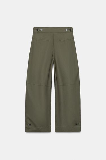 PANTALON BARREL À PASSANTS - Kaki foncé de Zara - Image 7