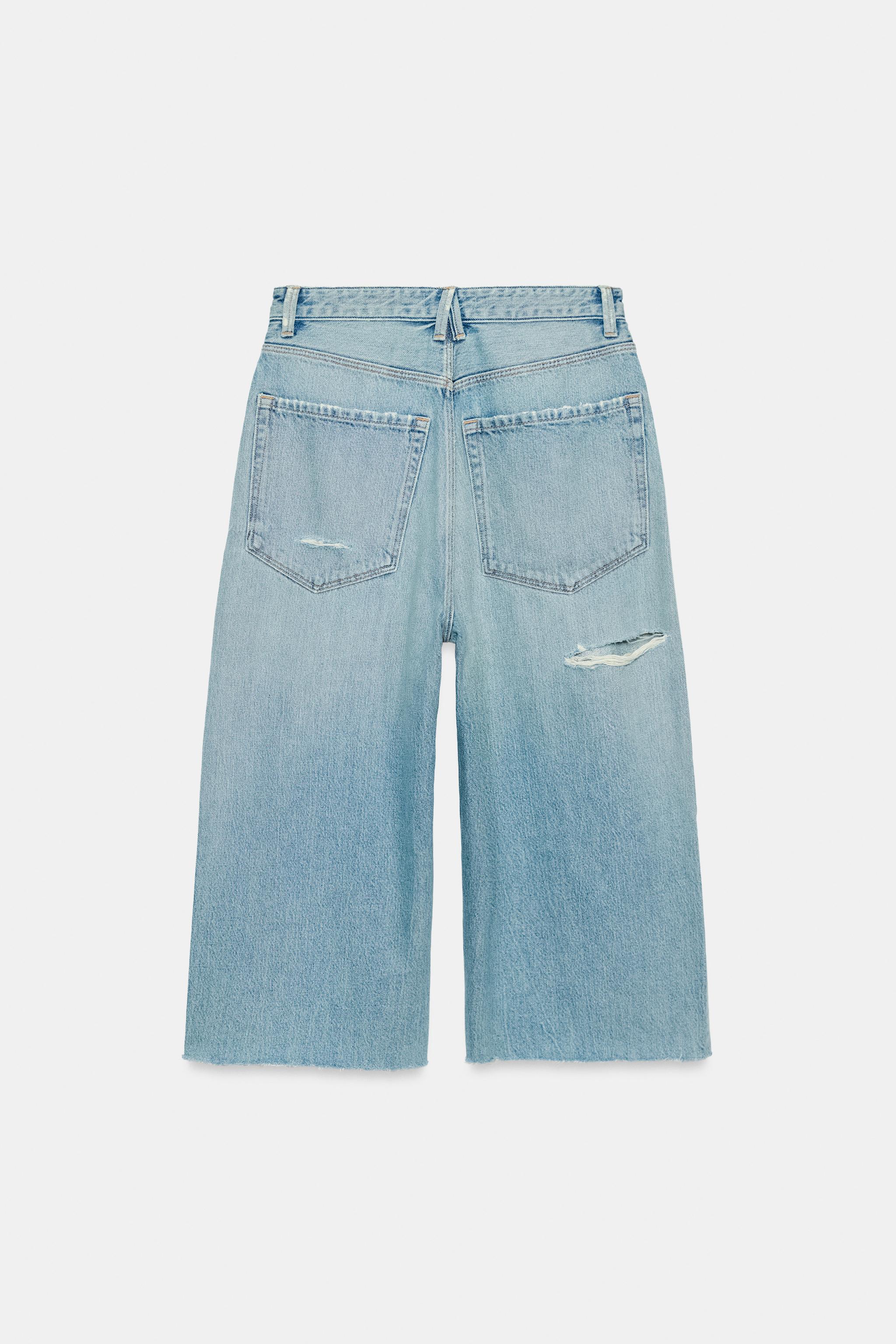 MID-RISE RIPPED BAGGY DENIM JORTS
