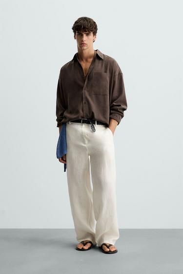 PANTALÓN 100% LINO - Blanco de Zara