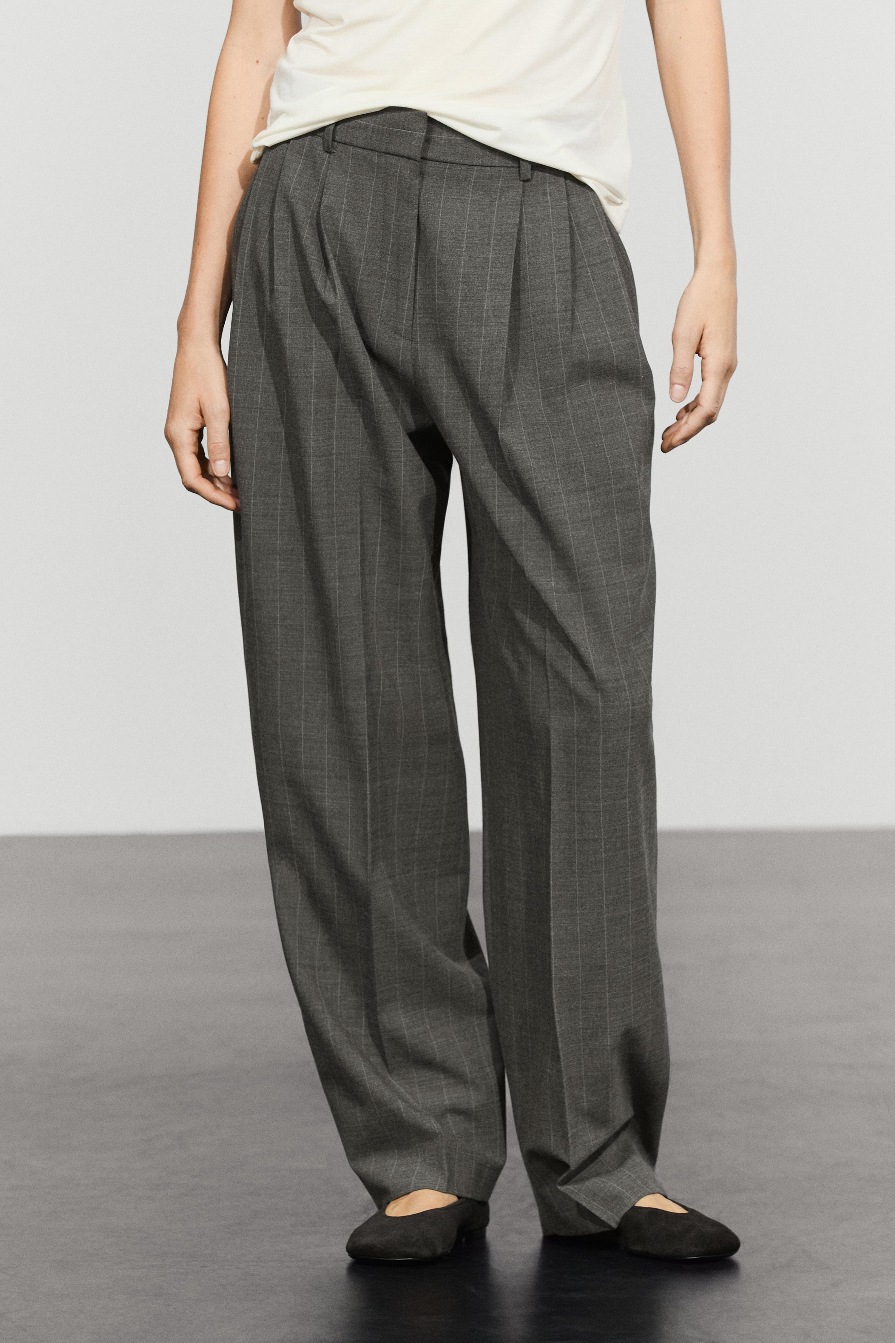 Pinstripe carrot fit pants