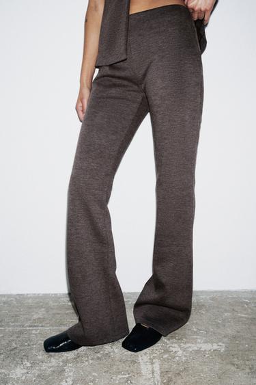 PANTALON ÉVASÉ - marron chiné de Zara - Image 1