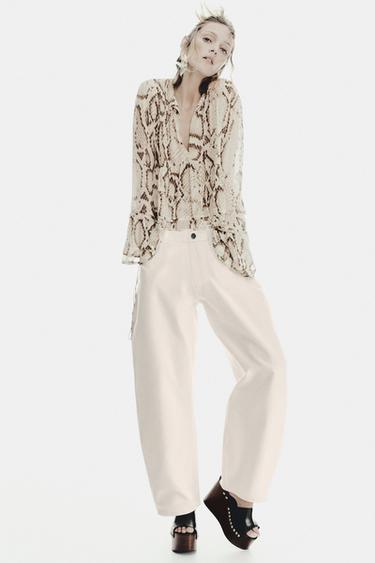ANIMAL PRINT BLOUSE ZW COLLECTION - Khaki by Zara