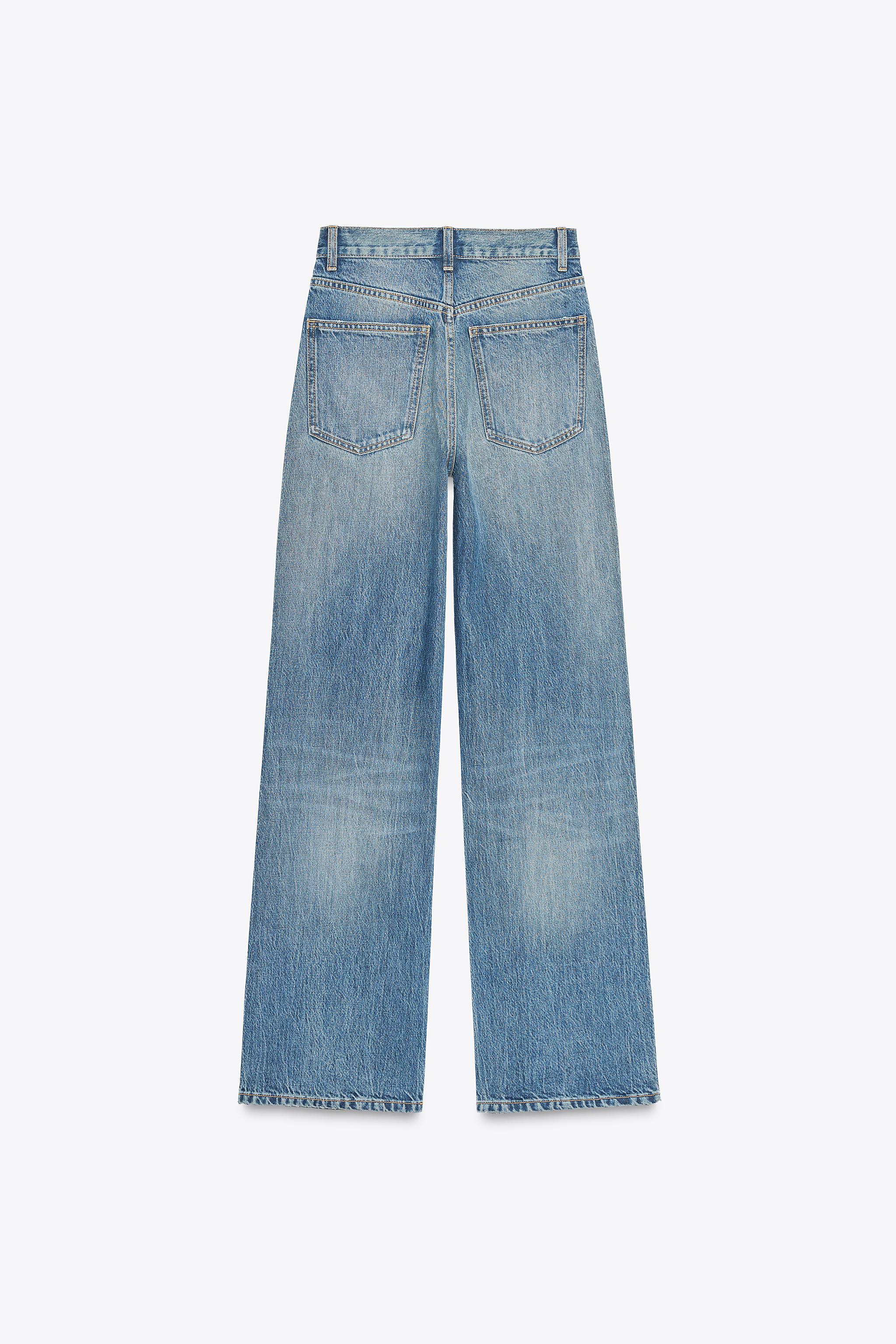 TRF WIDE-LEG HIGH-WAIST FULL-LENGTH JEANS - Blue | ZARA
